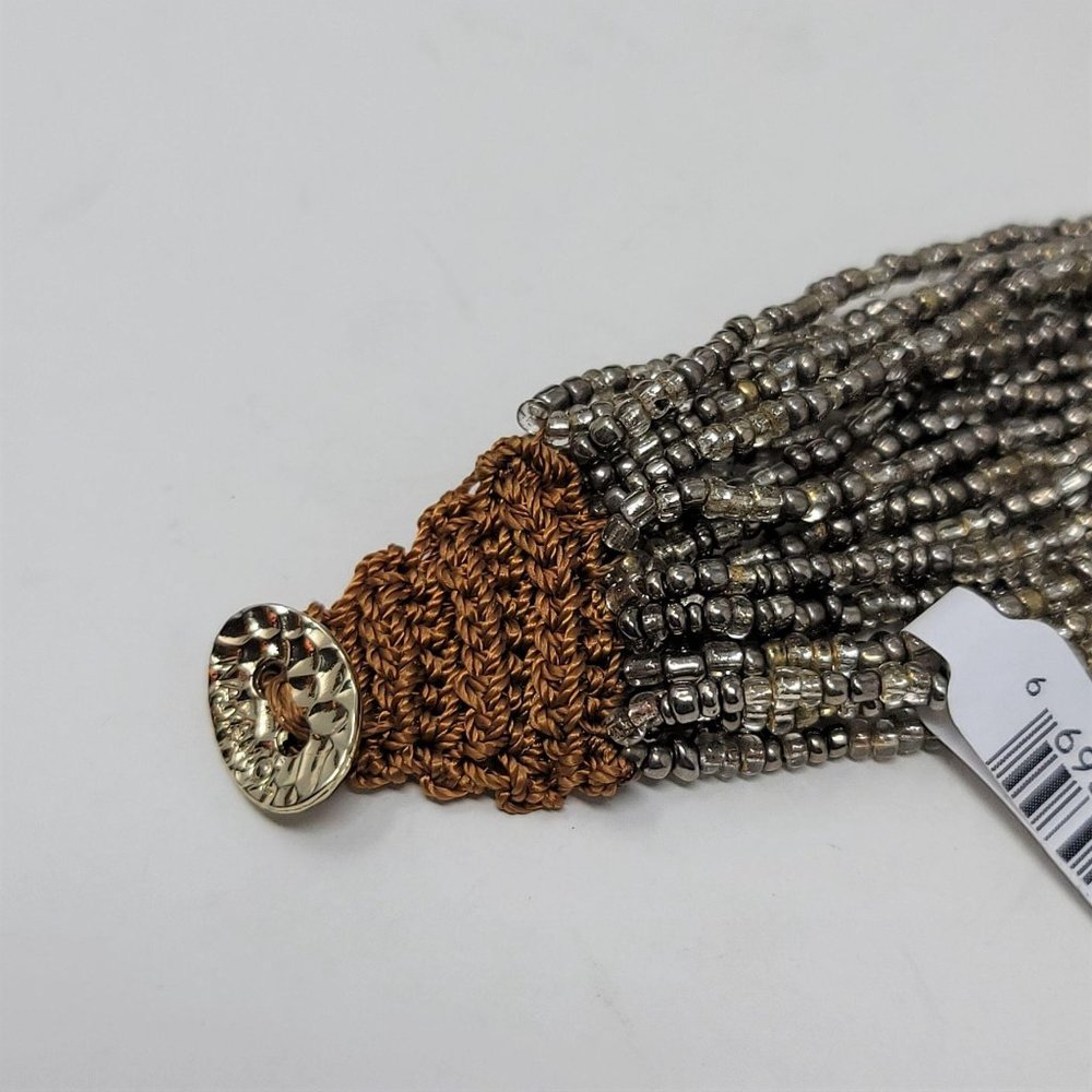 25 Strand Beaded Bracelet Crocheted Ends Boho Styl - Picture 3 of 9